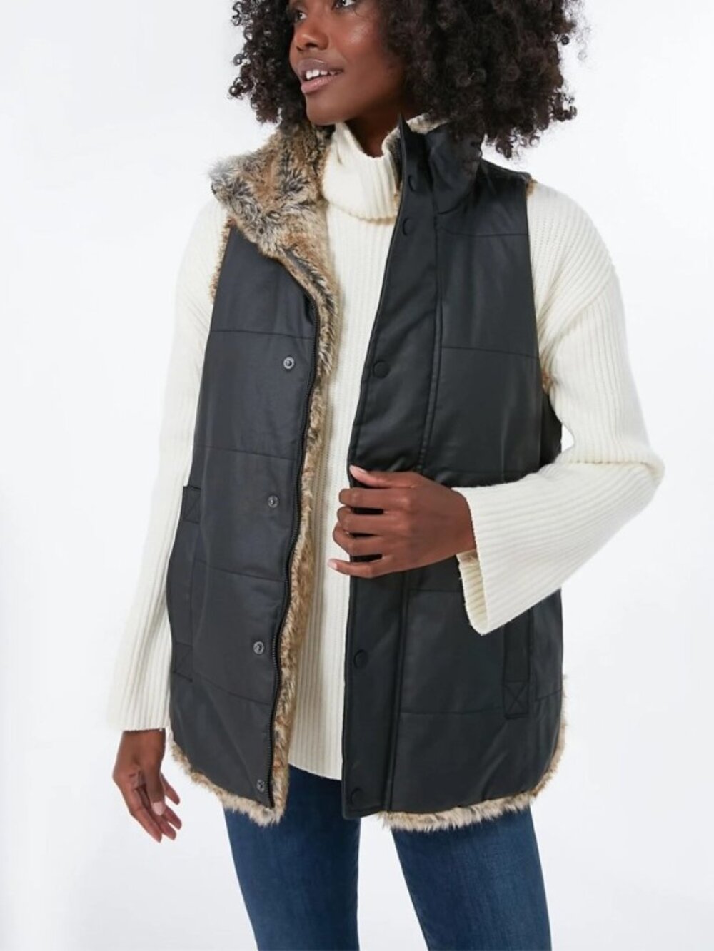 Tuckernuck Emilia Wax Faux Fur Reversible Vest Size Small EUC!